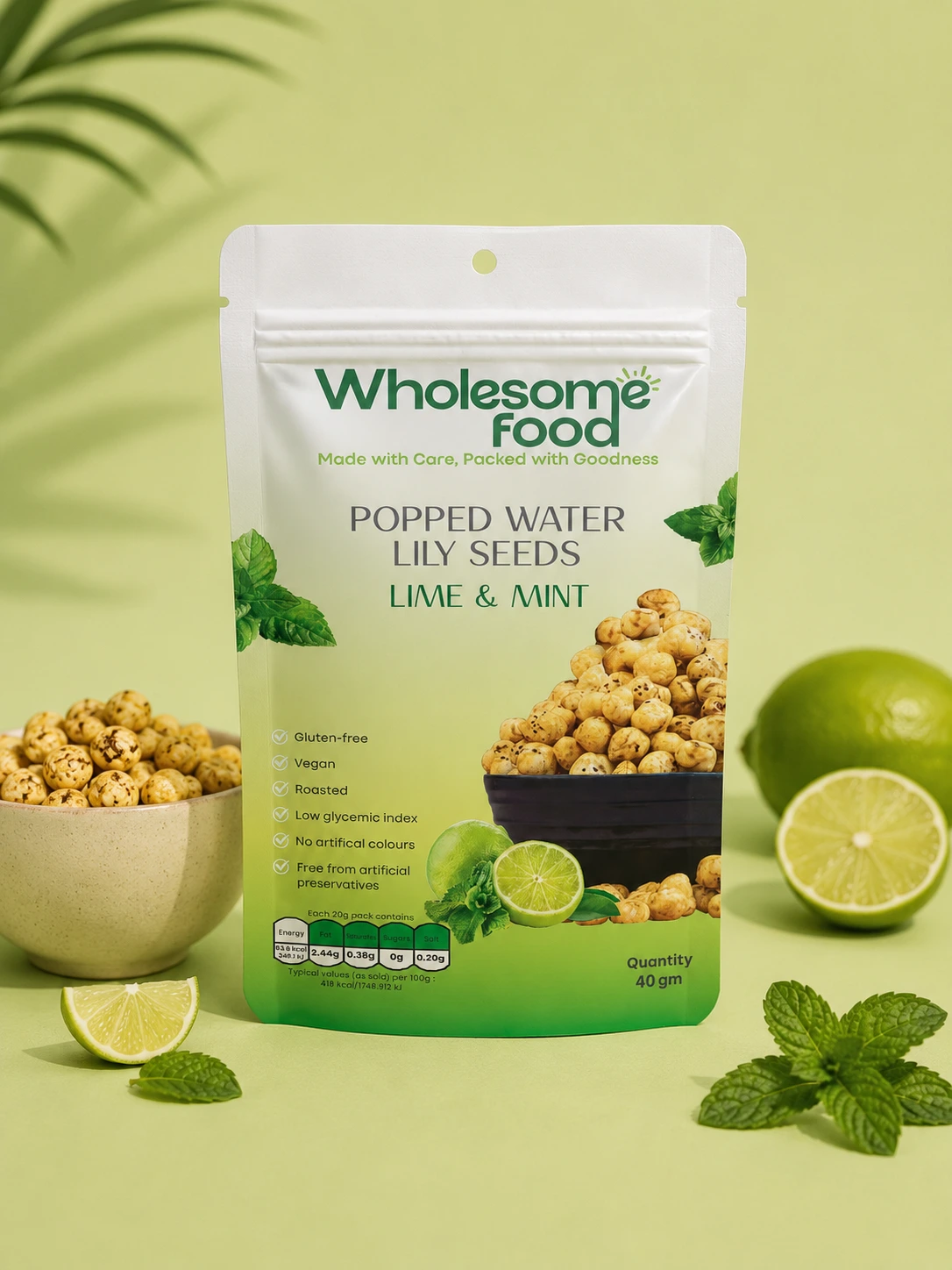Popped Water Lily Seeds - Lime & Mint
