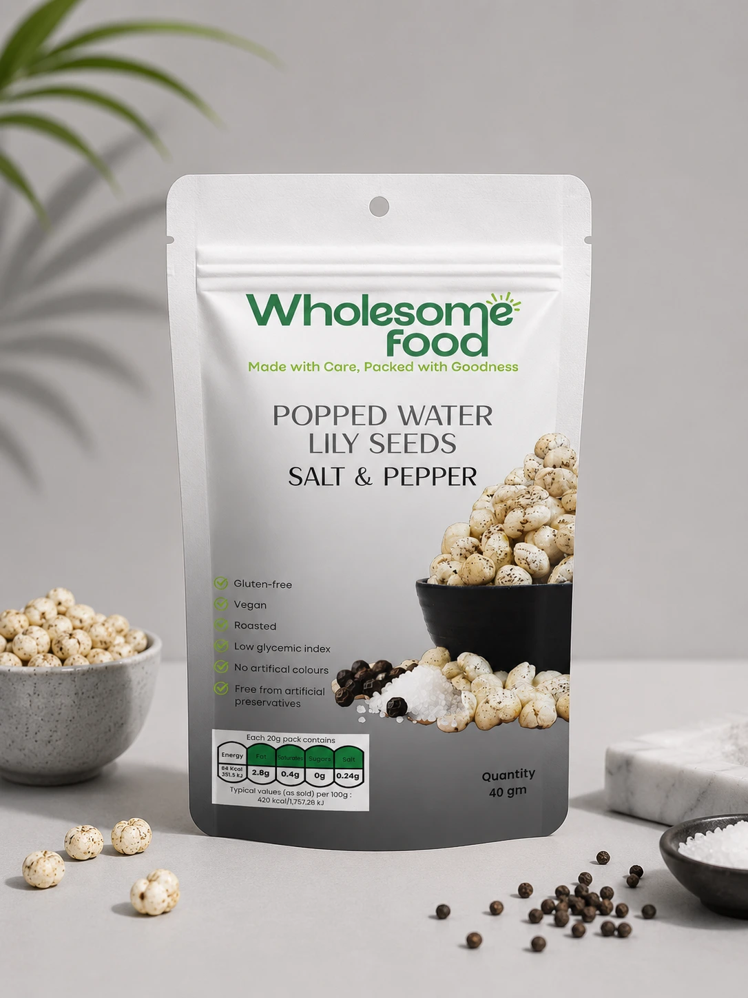 Popped Water Lily Seeds - Salt & Pepper